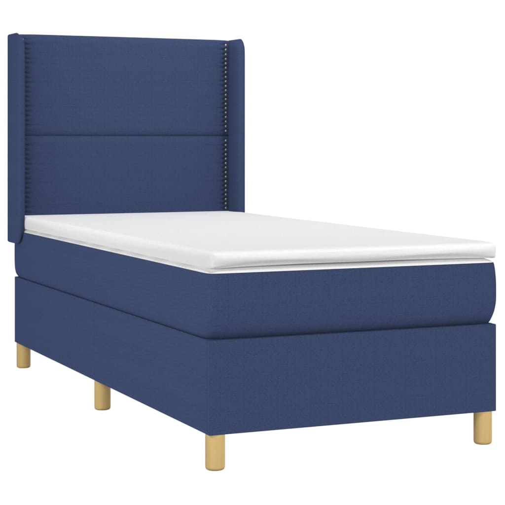 Krevet box spring s madracem LED plavi 100x200 cm od tkanine