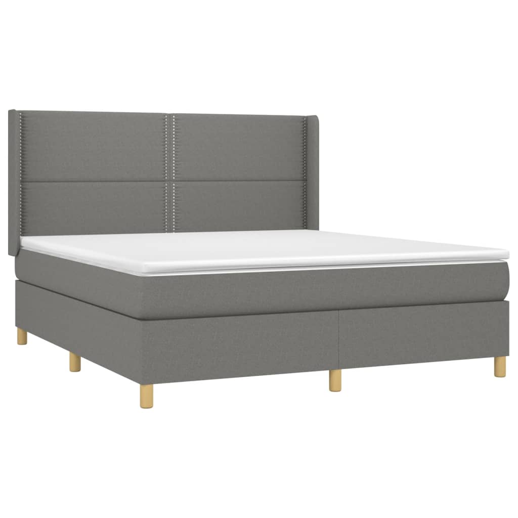 Krevet box spring s madracem LED tamnosivi 180x200 cm tkanina