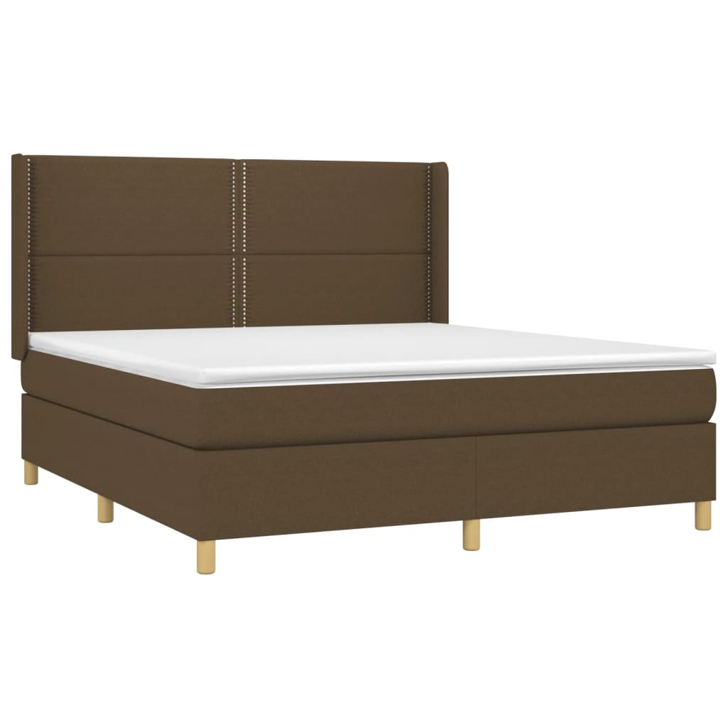 Krevet box spring s madracem LED tamnosmeđi 180x200 cm tkanina
