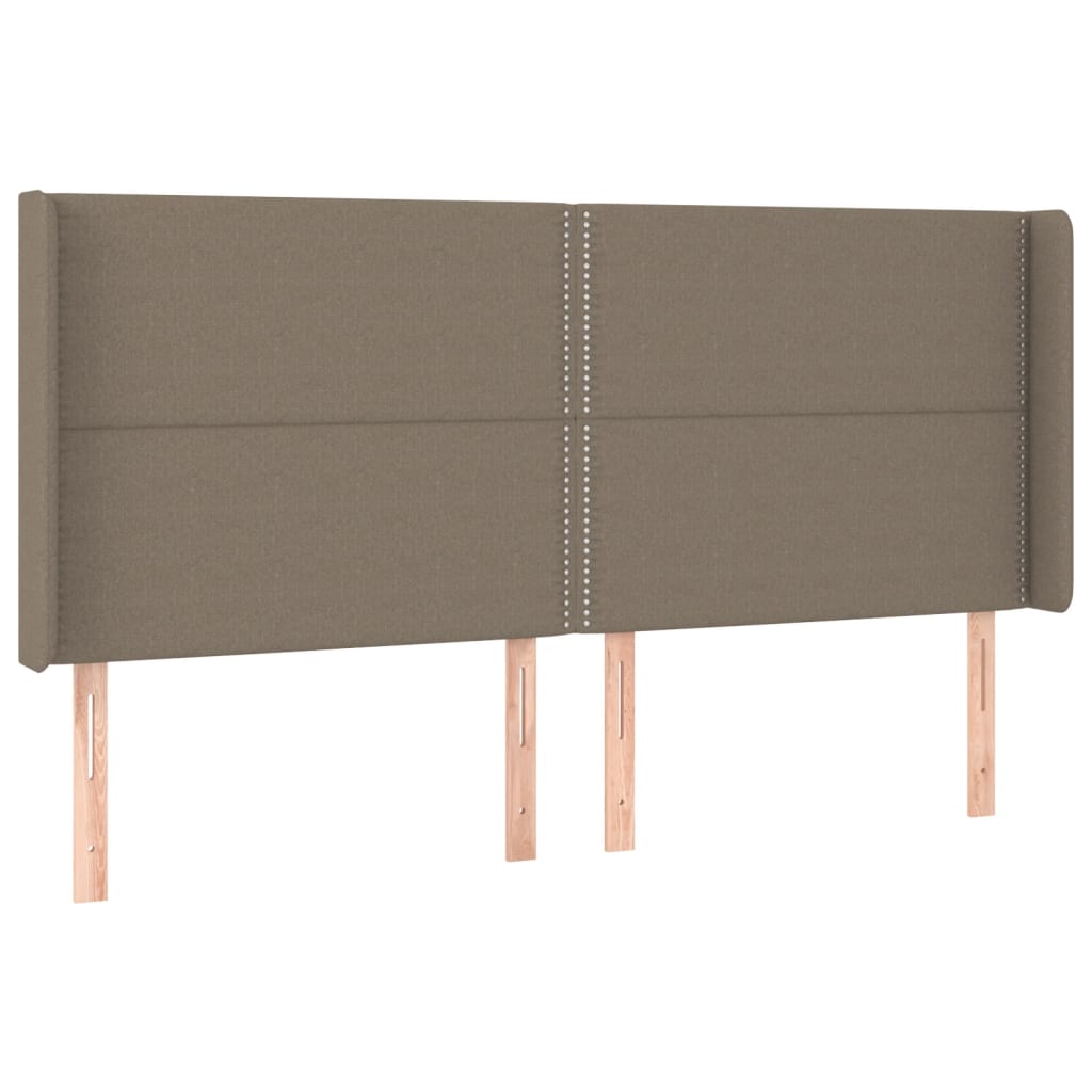 Krevet box spring s madracem LED smeđesivi 180x200 cm tkanina