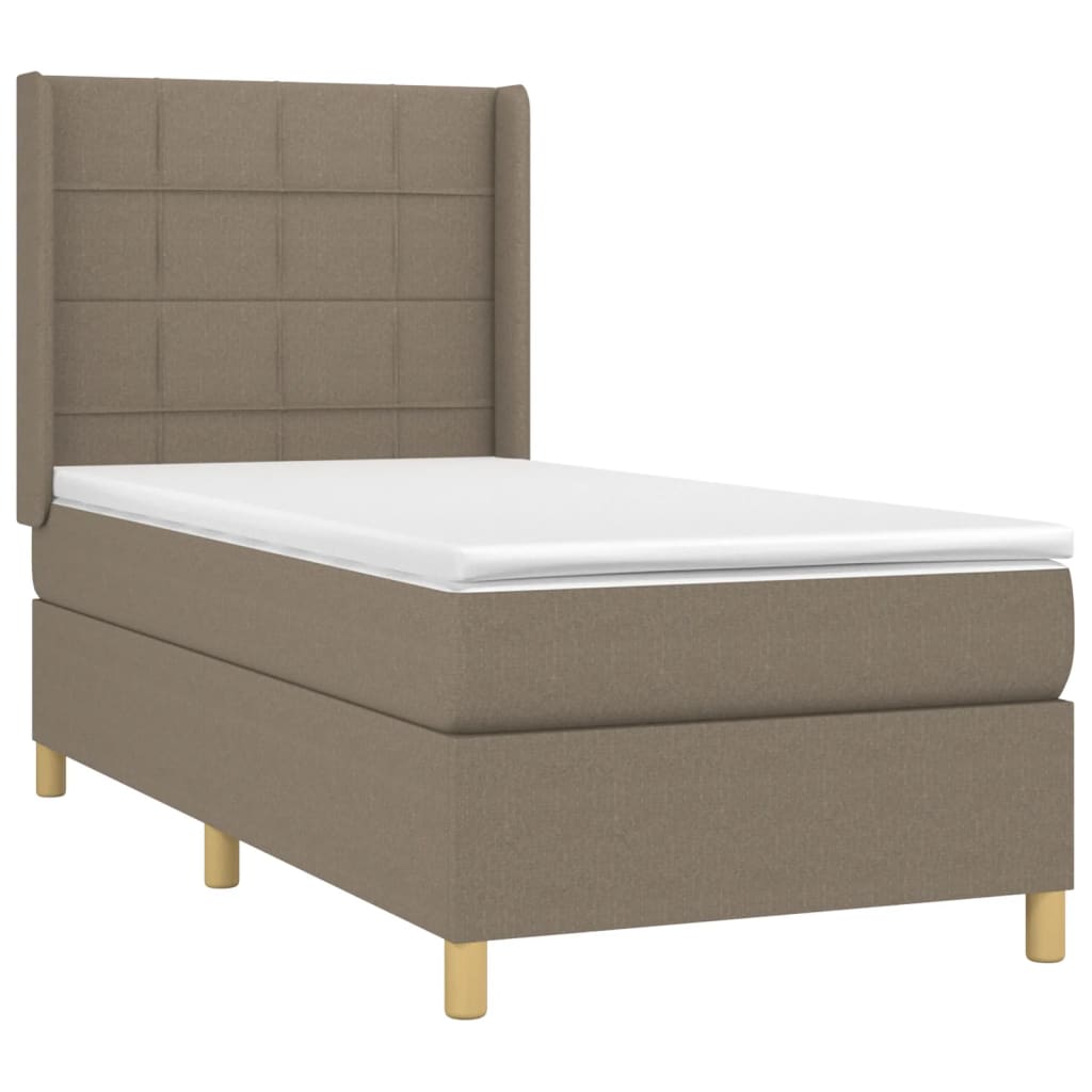 Krevet box spring s madracem LED smeđesivi 80 x 200 cm tkanina