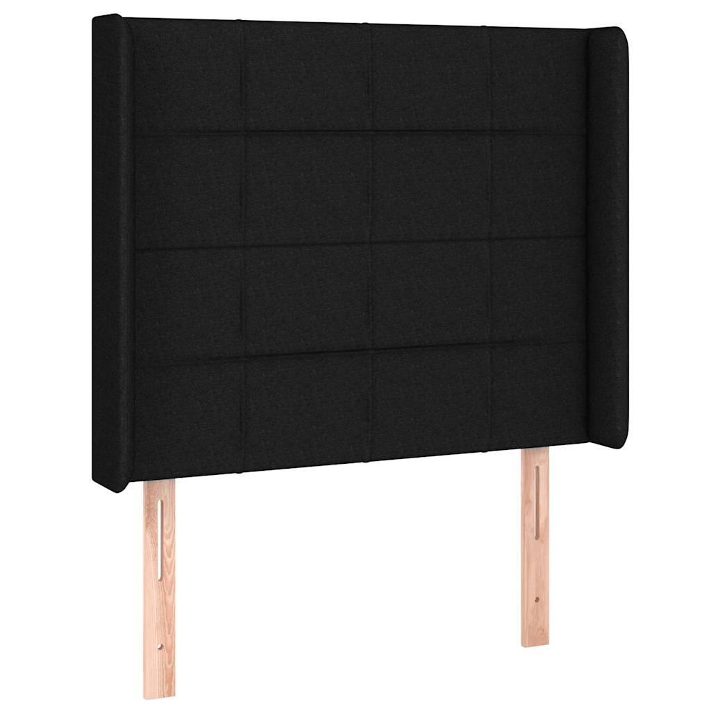 Krevet box spring s madracem LED crni 90x190 cm od tkanine
