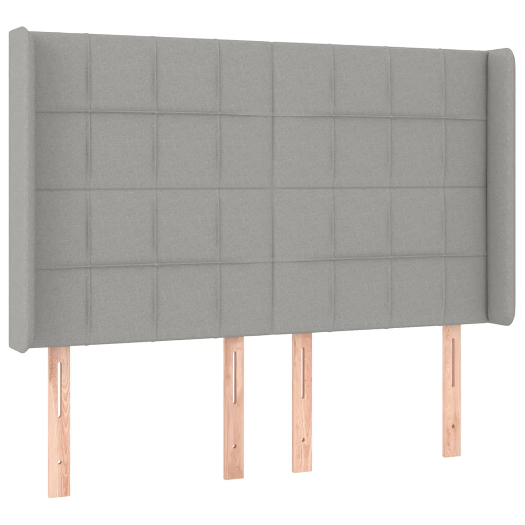 Krevet box spring s madracem LED svjetlosivi 140x190 cm tkanina