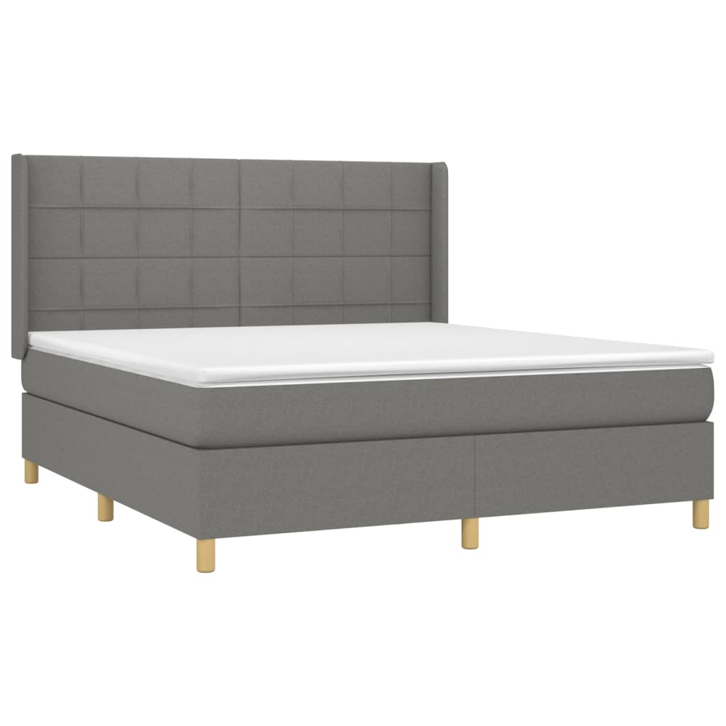 Krevet box spring s madracem LED tamnosivi 180x200 cm tkanina