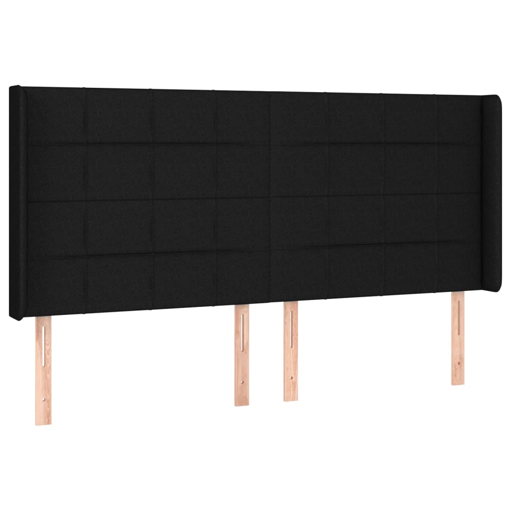 Krevet box spring s madracem LED crni 200x200 cm od tkanine