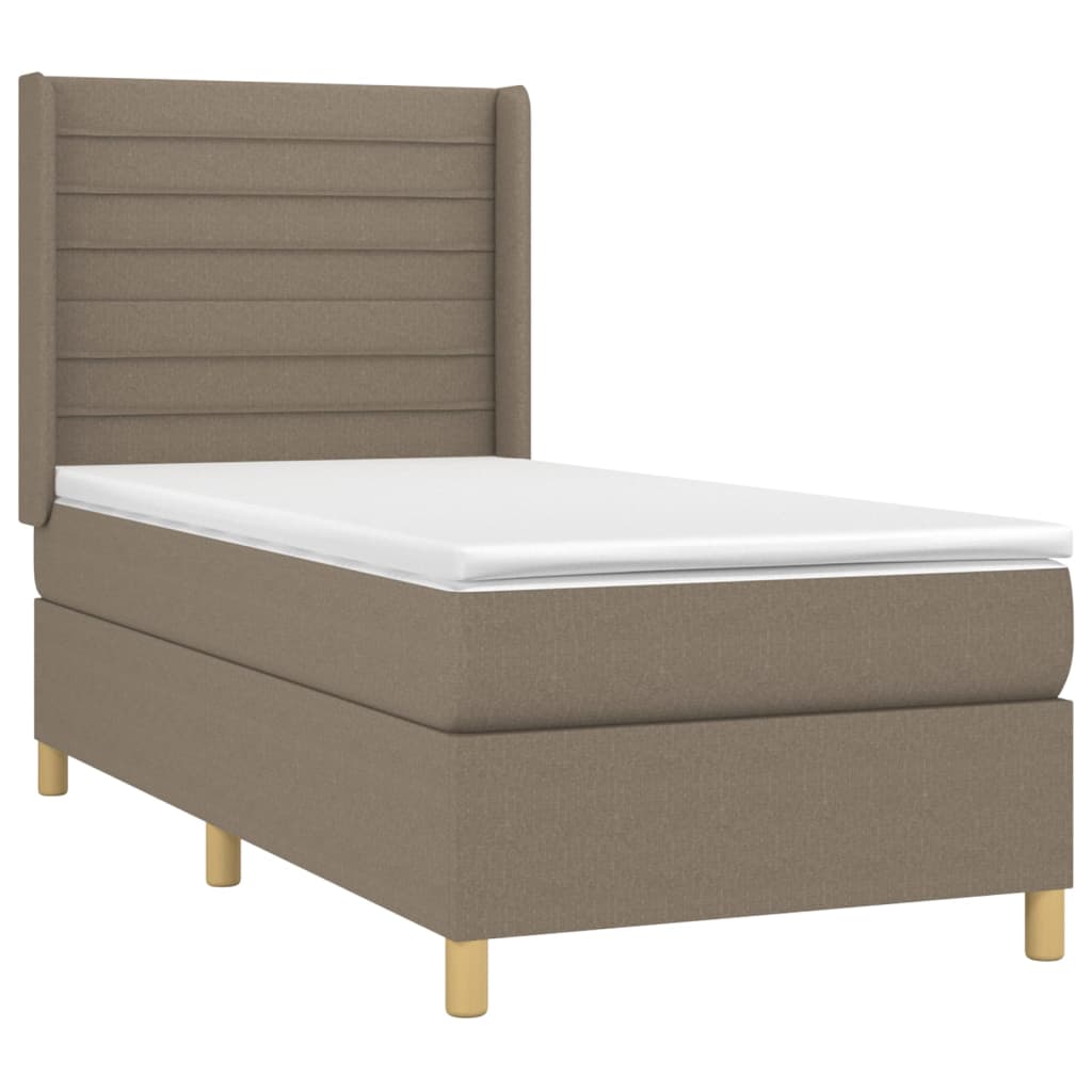 Krevet box spring s madracem LED smeđesivi 80 x 200 cm tkanina