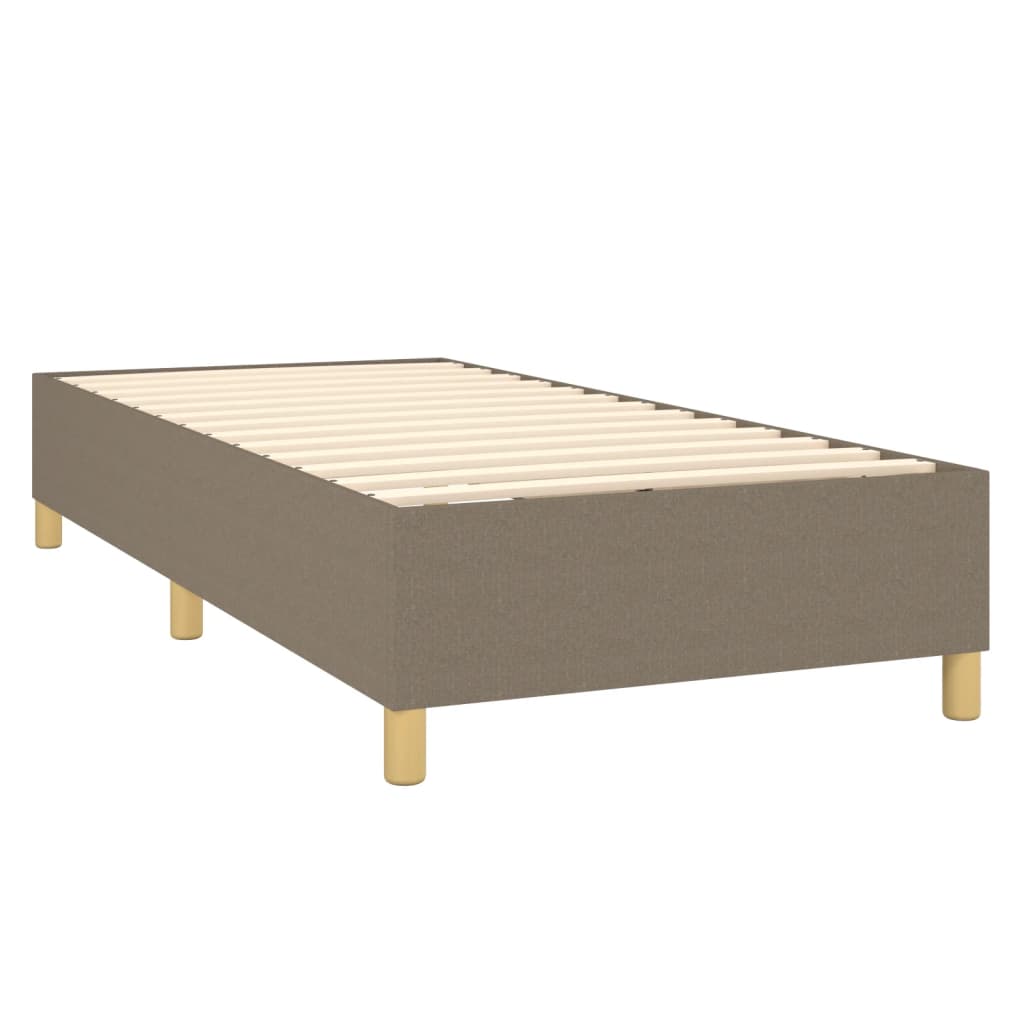 Krevet box spring s madracem LED smeđesivi 100x200 cm tkanina