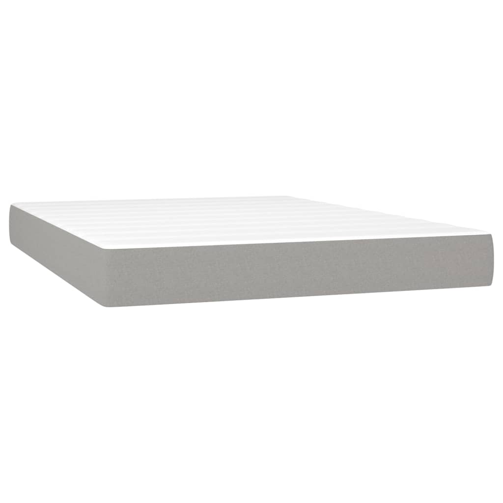 Krevet box spring s madracem LED svjetlosivi 140x190 cm tkanina