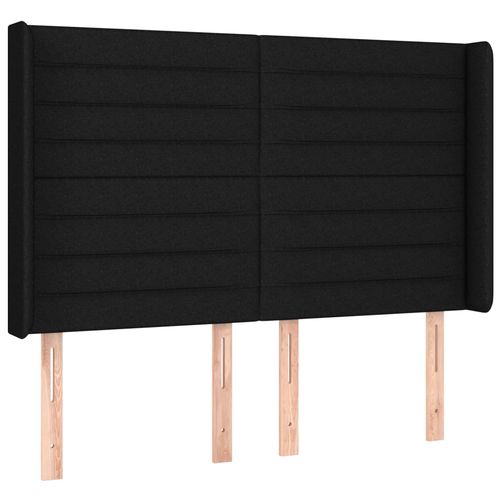 Krevet box spring s madracem LED crni 140x200 cm od tkanine