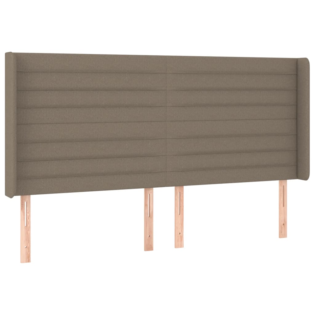 Krevet box spring s madracem LED smeđesivi 180x200 cm tkanina