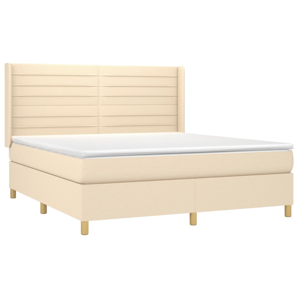 Krevet box spring s madracem LED krem 180x200 cm od tkanine
