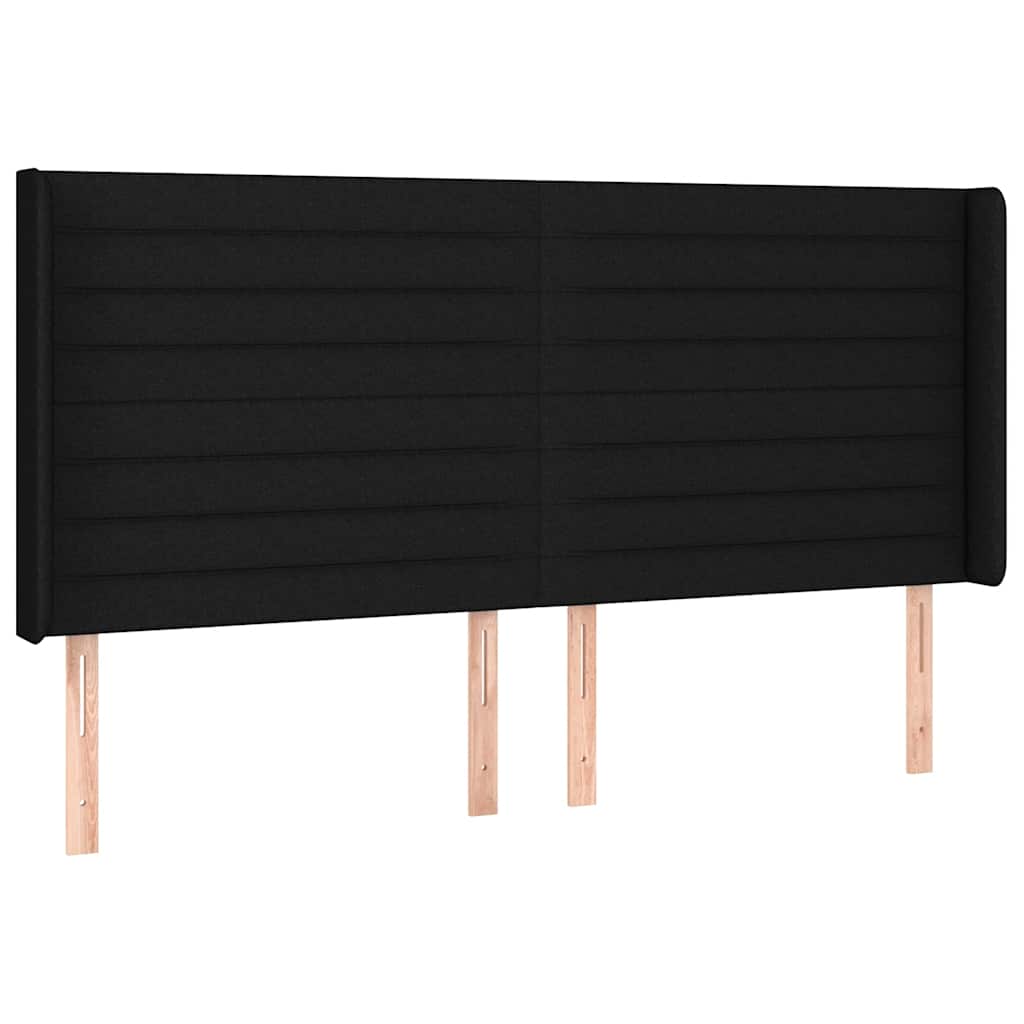 Krevet box spring s madracem LED crni 200x200 cm od tkanine