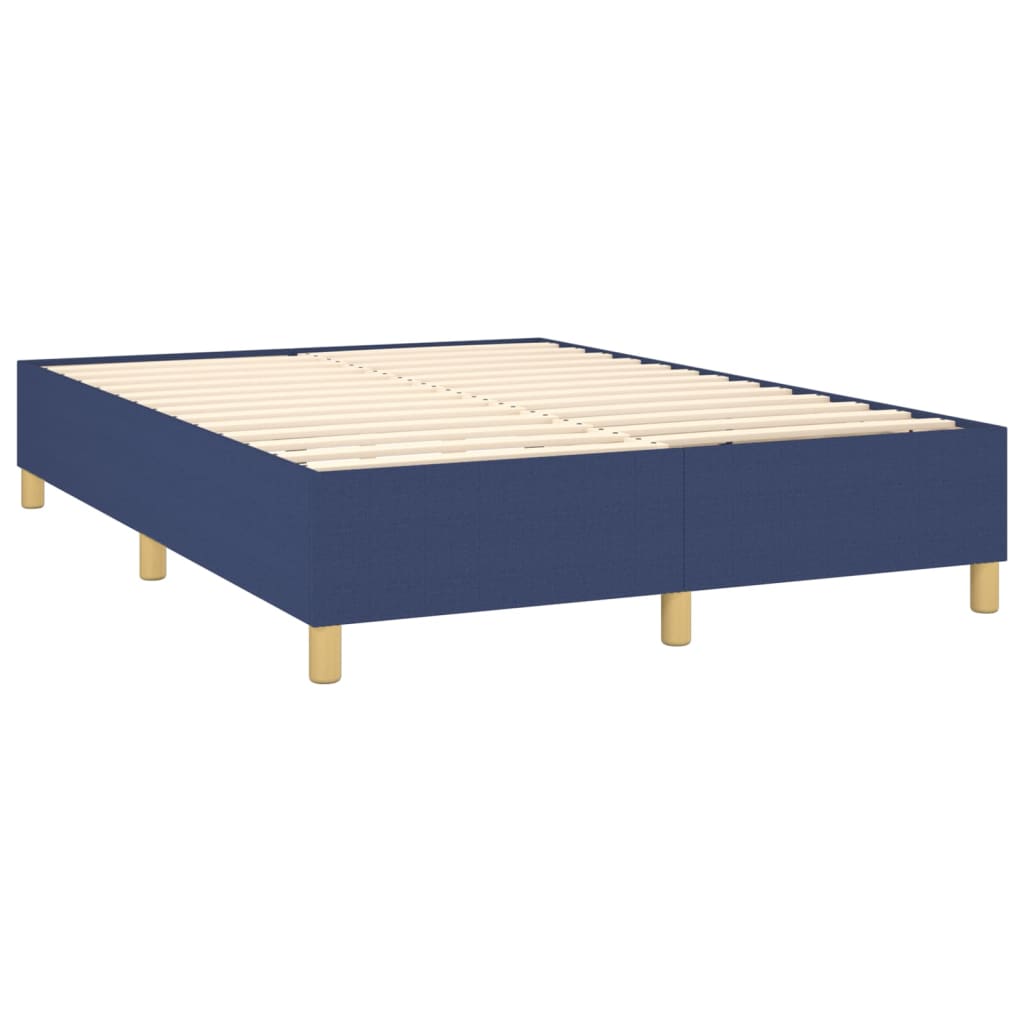 Krevet box spring s madracem LED plavi 140x190 cm od tkanine