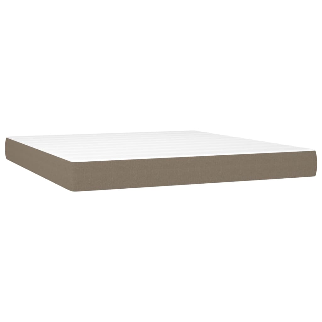 Krevet box spring s madracem LED smeđesivi 160x200 cm tkanina