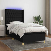 Krevet box spring s madracem LED crni 80 x 200 cm od tkanine