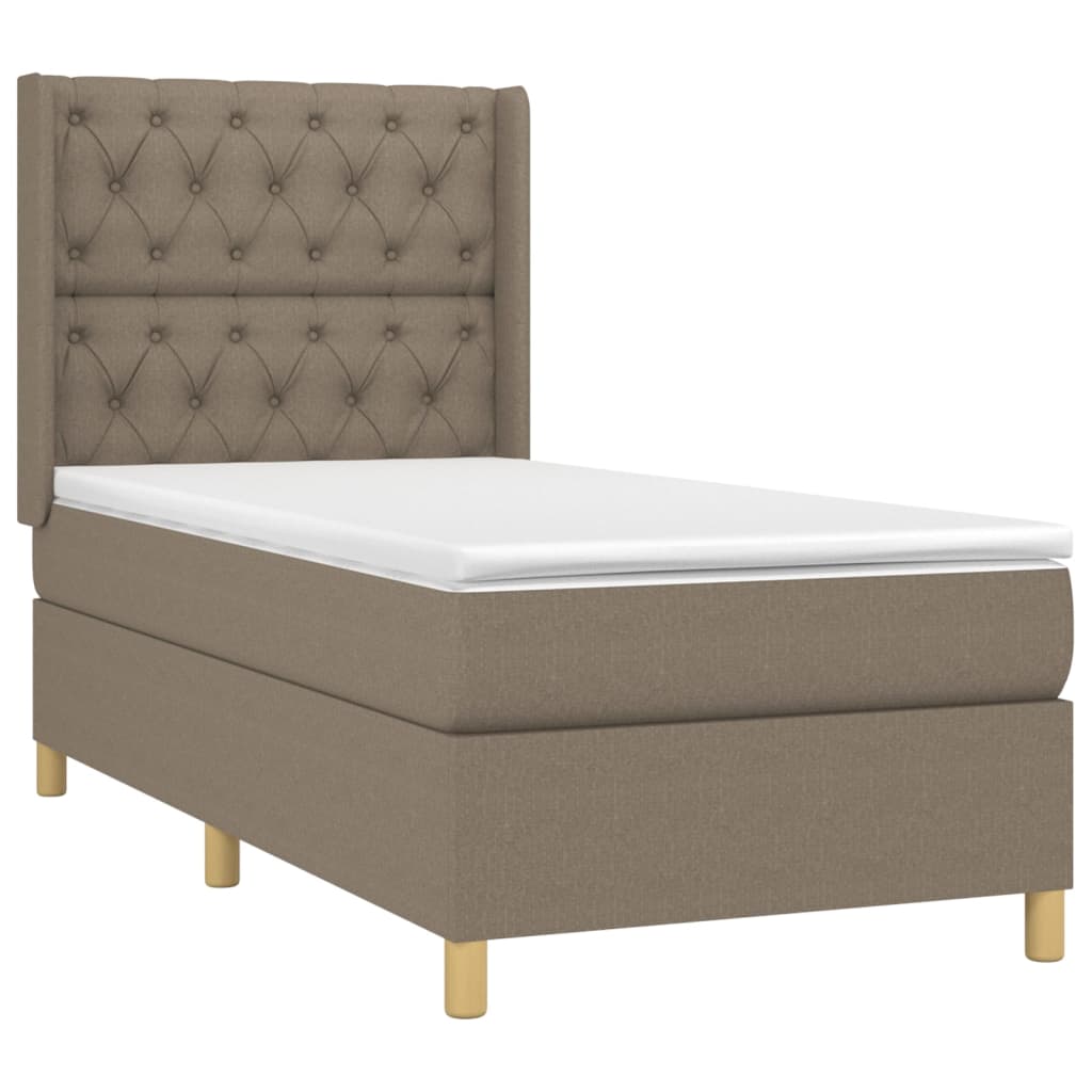 Krevet box spring s madracem LED smeđesivi 80 x 200 cm tkanina