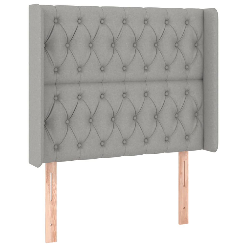 Krevet box spring s madracem LED svjetlosivi 90x190 cm tkanina