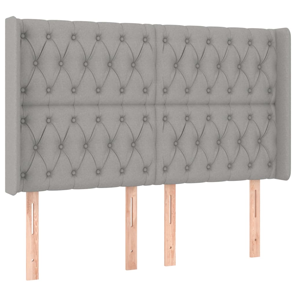 Krevet box spring s madracem LED svjetlosivi 140x200 cm tkanina