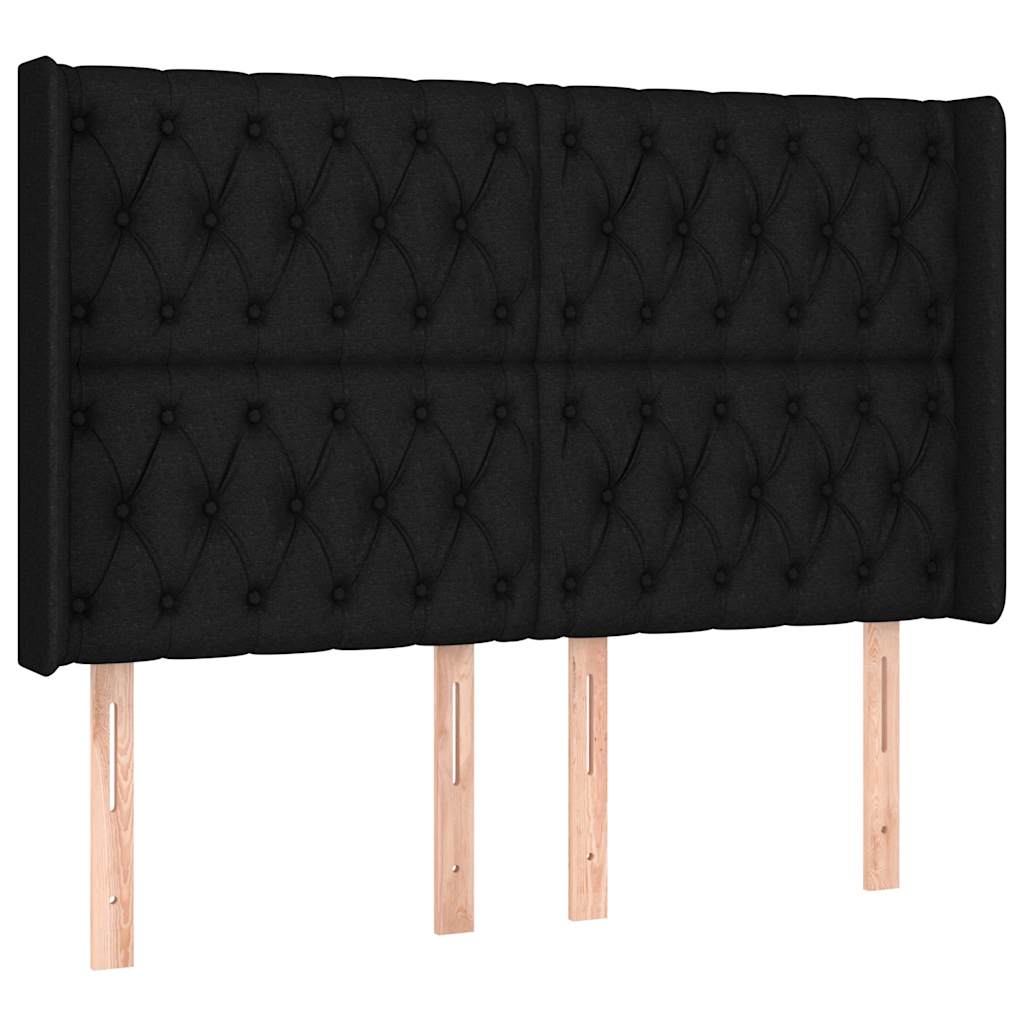 Krevet box spring s madracem LED crni 140x200 cm od tkanine