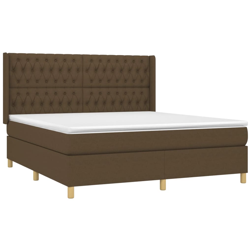 Krevet box spring s madracem LED tamnosmeđi 180x200 cm tkanina