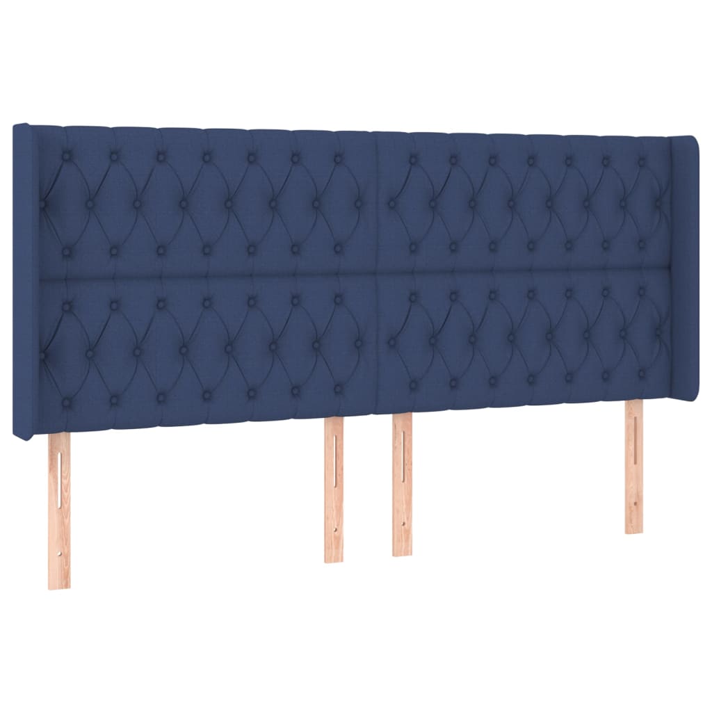 Krevet box spring s madracem LED plavi 180x200 cm od tkanine