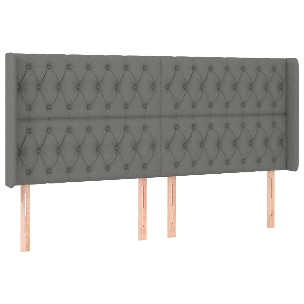 Krevet box spring s madracem LED tamnosivi 200x200 cm tkanina