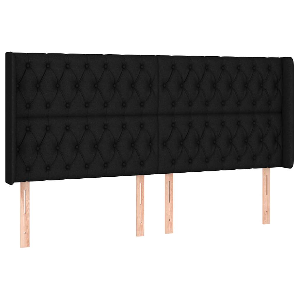 Krevet box spring s madracem LED crni 200x200 cm od tkanine