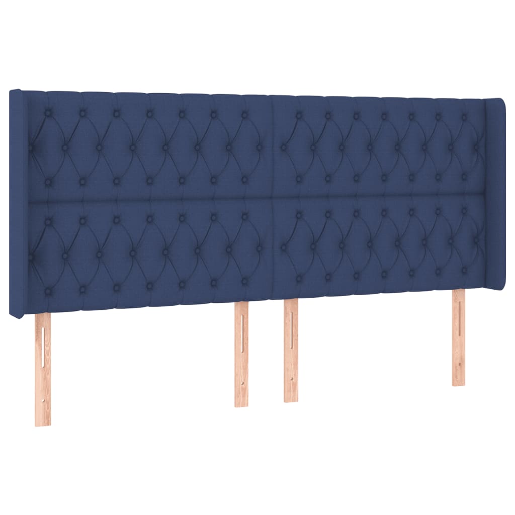 Krevet box spring s madracem LED plavi 200x200 cm od tkanine
