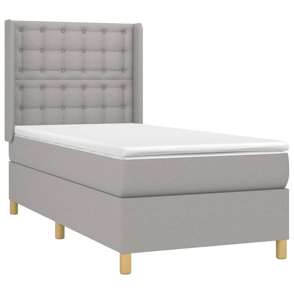 Krevet box spring s madracem LED svjetlosivi 80x200 cm tkanina