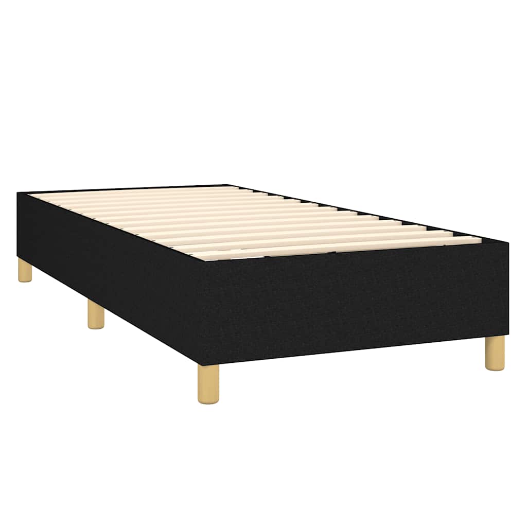 Krevet box spring s madracem LED crni 90x190 cm od tkanine