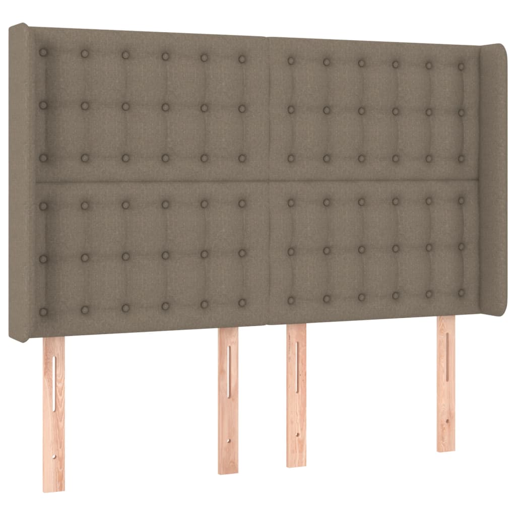 Krevet box spring s madracem LED smeđesivi 140x200 cm tkanina