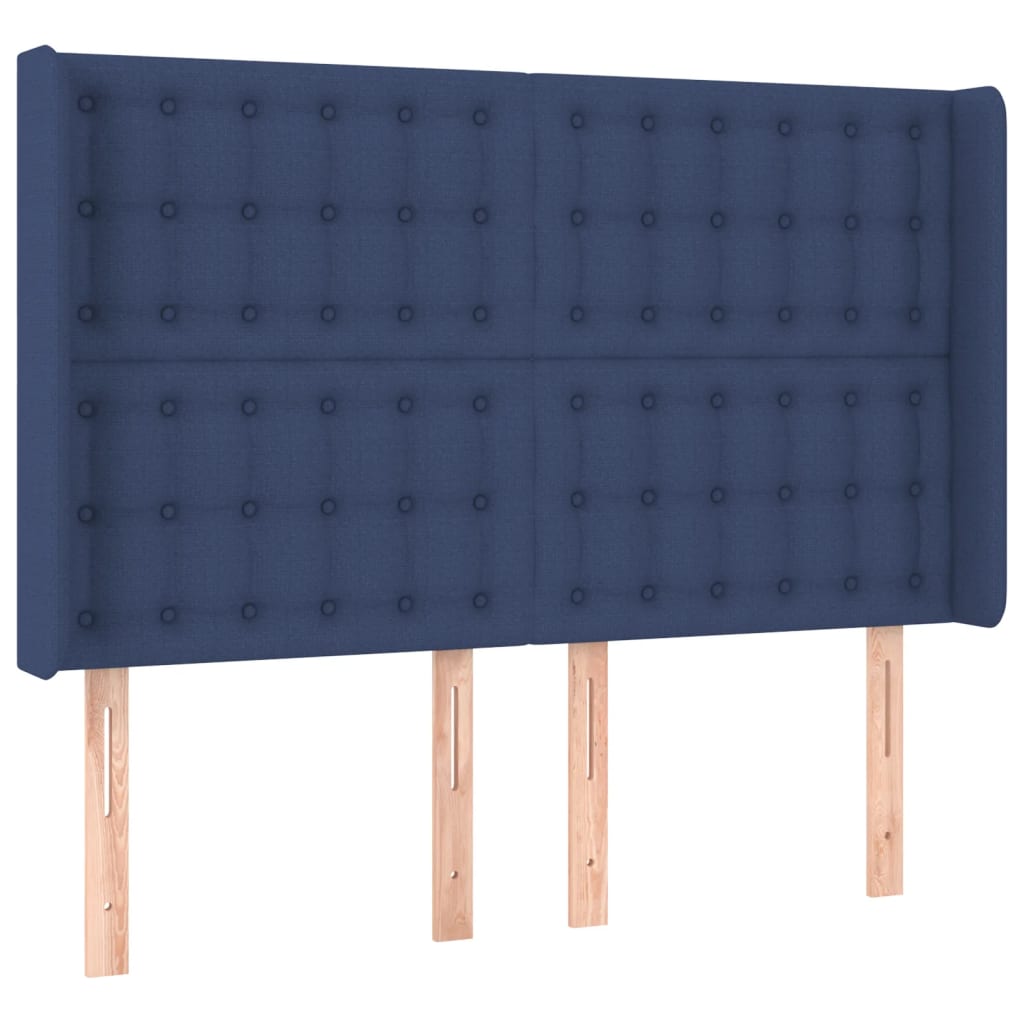 Krevet box spring s madracem LED plavi 140x200 cm od tkanine