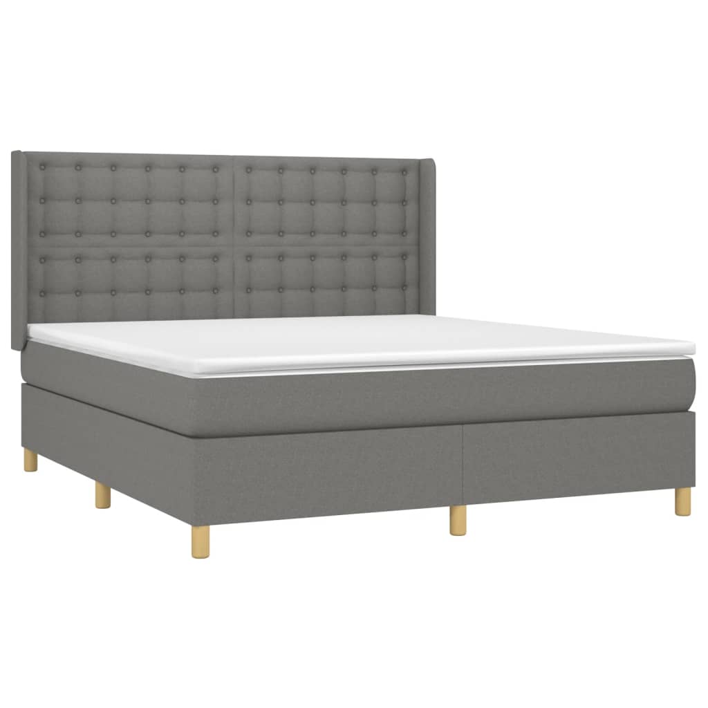Krevet box spring s madracem LED tamnosivi 180x200 cm tkanina