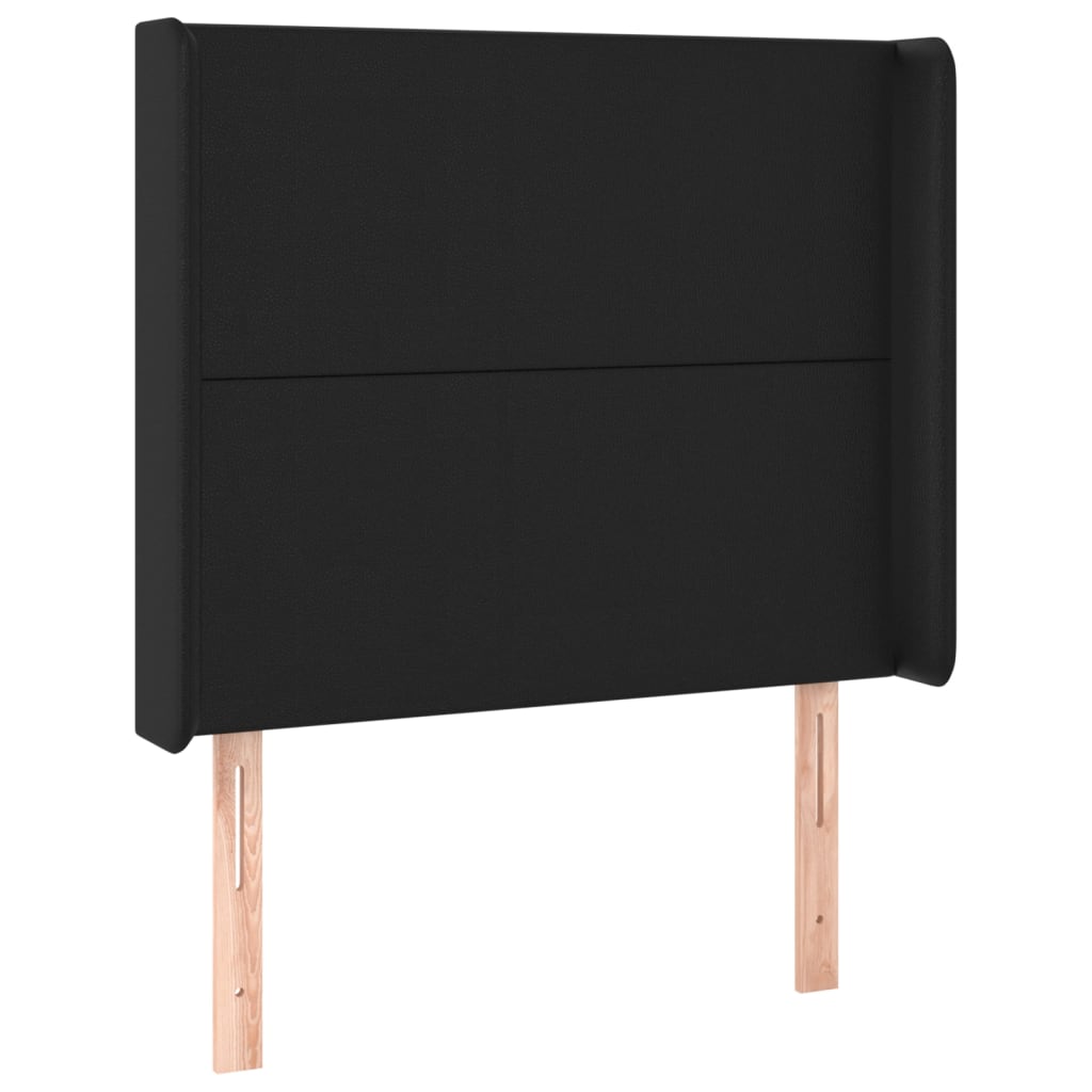 Krevet box spring s madracem LED crni 80x200 cm od umjetne kože