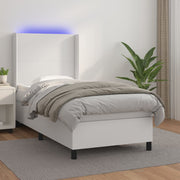 Krevet box spring s madracem LED bijeli 80x200 cm umjetna koža