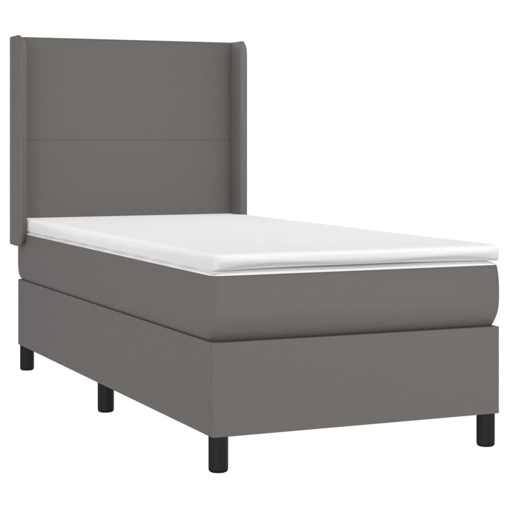 Krevet box spring s madracem LED sivi 80x200 cm od umjetne kože