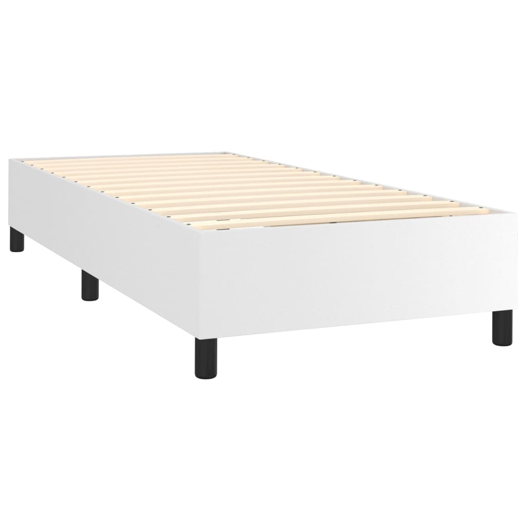Krevet box spring s madracem LED bijeli 90x190 cm umjetna koža