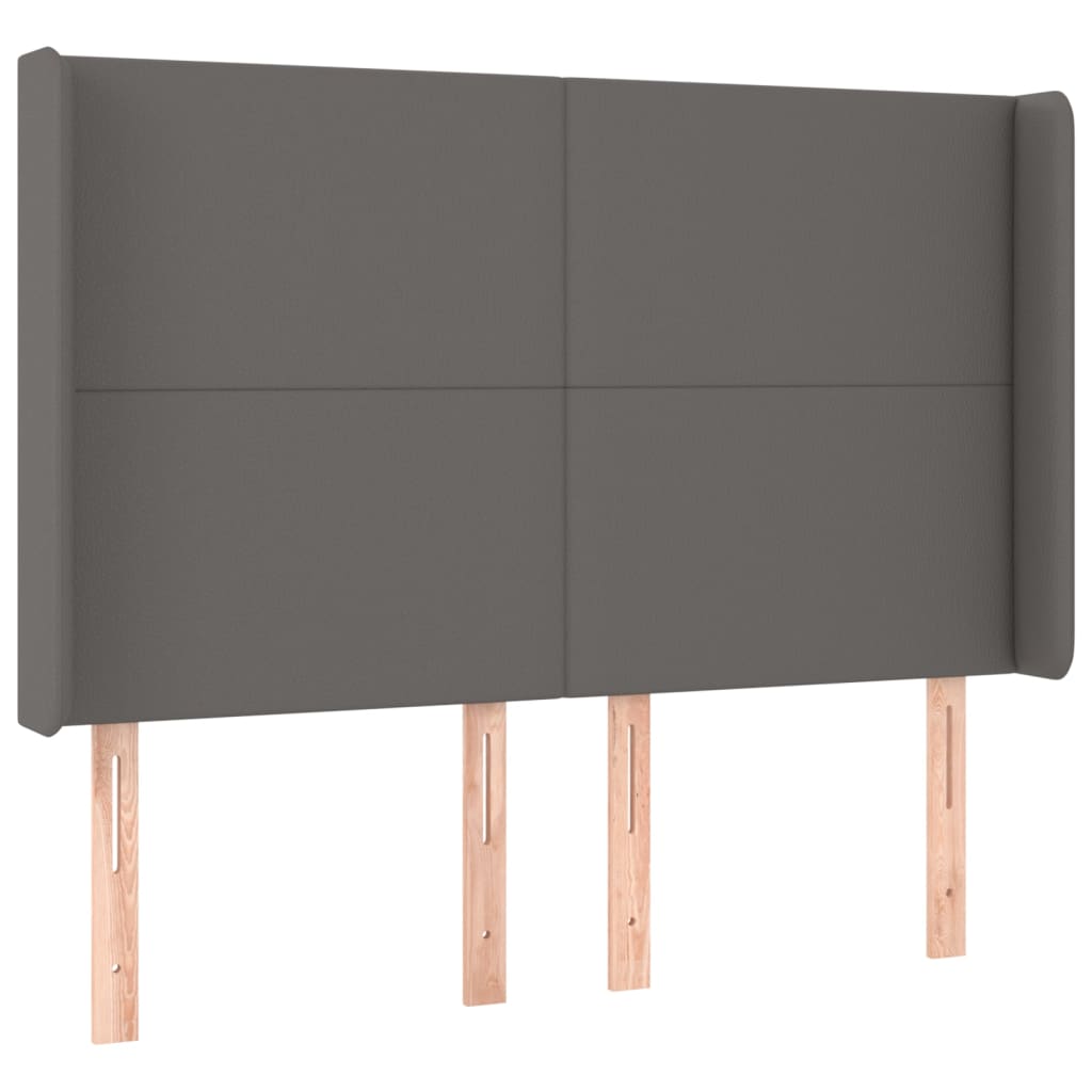Krevet box spring s madracem LED sivi 140x200cm od umjetne kože