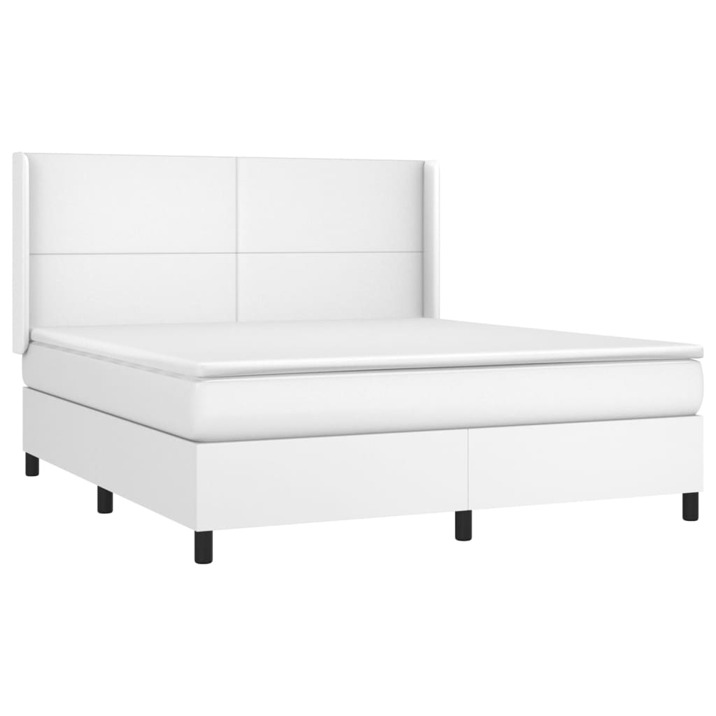Krevet box spring s madracem LED bijeli 180x200 cm umjetna koža
