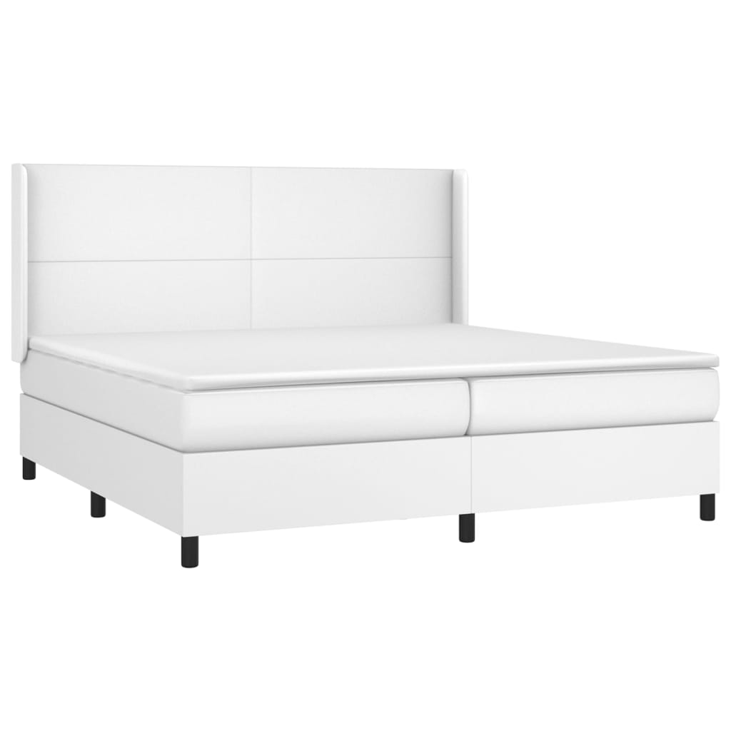 Krevet box spring s madracem LED bijeli 200x200 cm umjetna koža
