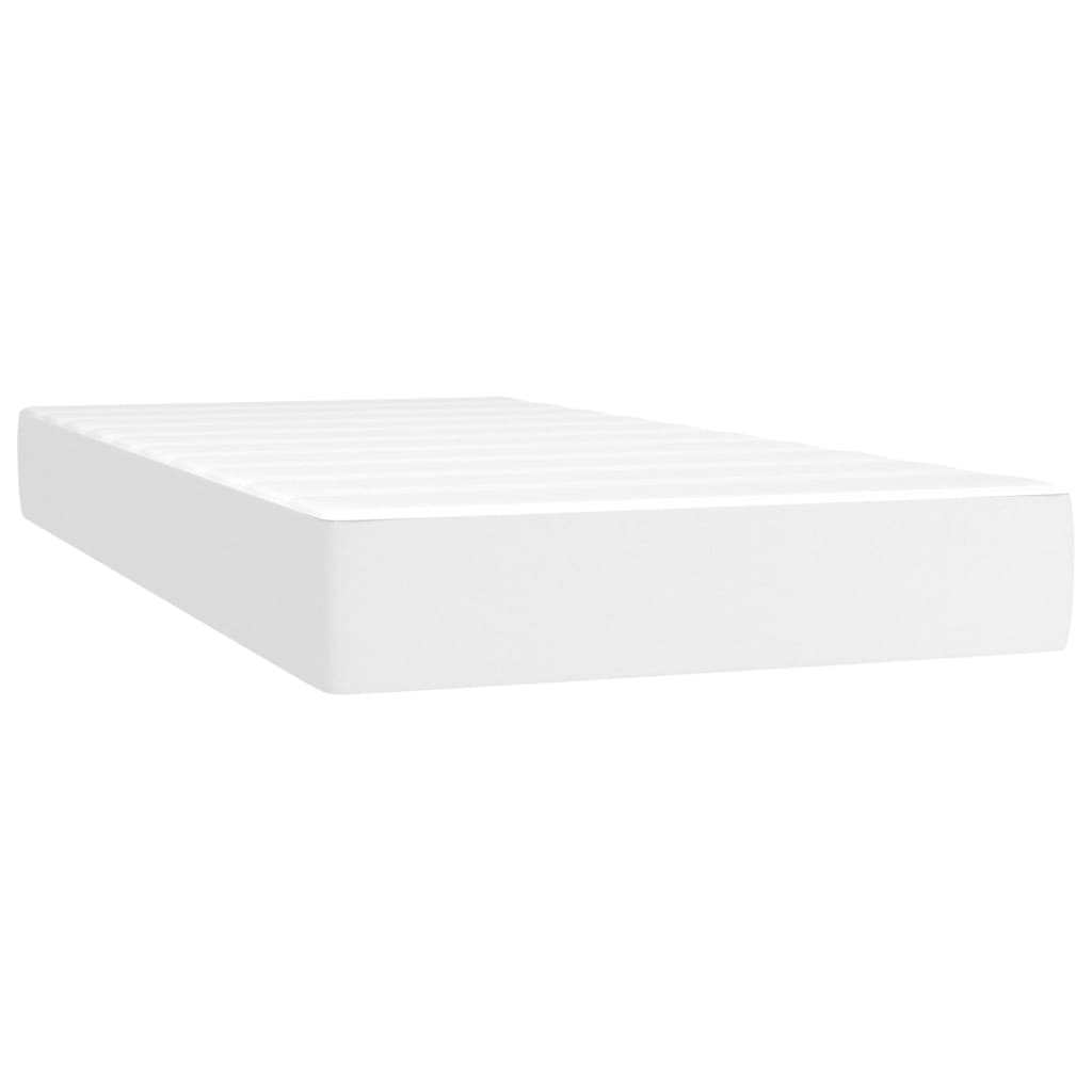 Krevet box spring s madracem LED bijeli 200x200 cm umjetna koža