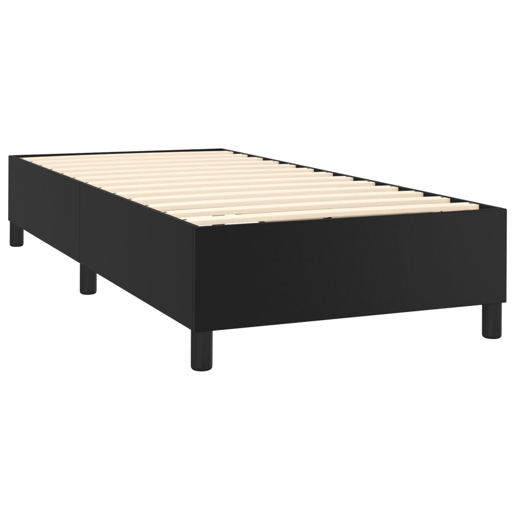 Krevet box spring s madracem LED crni 100x200cm od umjetne kože