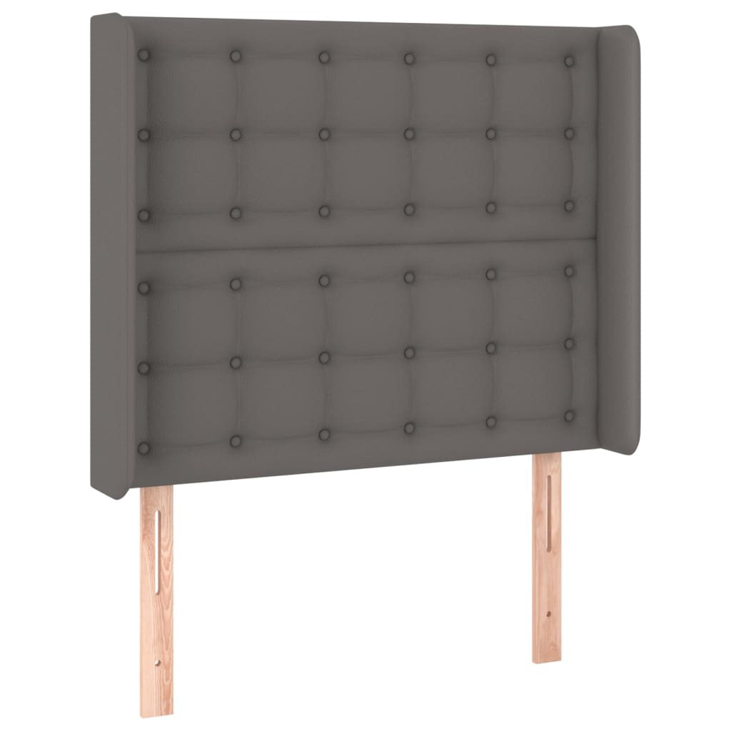 Krevet box spring s madracem LED sivi 80x200 cm od umjetne kože
