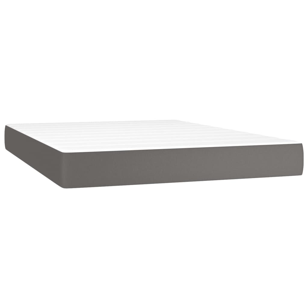 Krevet box spring s madracem LED sivi 140x190cm od umjetne kože