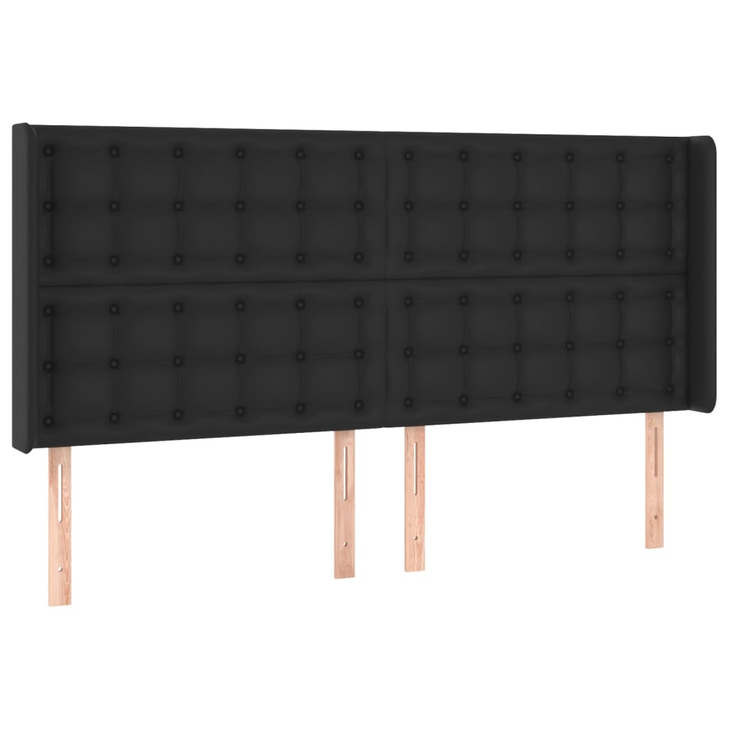 Krevet box spring s madracem LED crni 180x200cm od umjetne kože