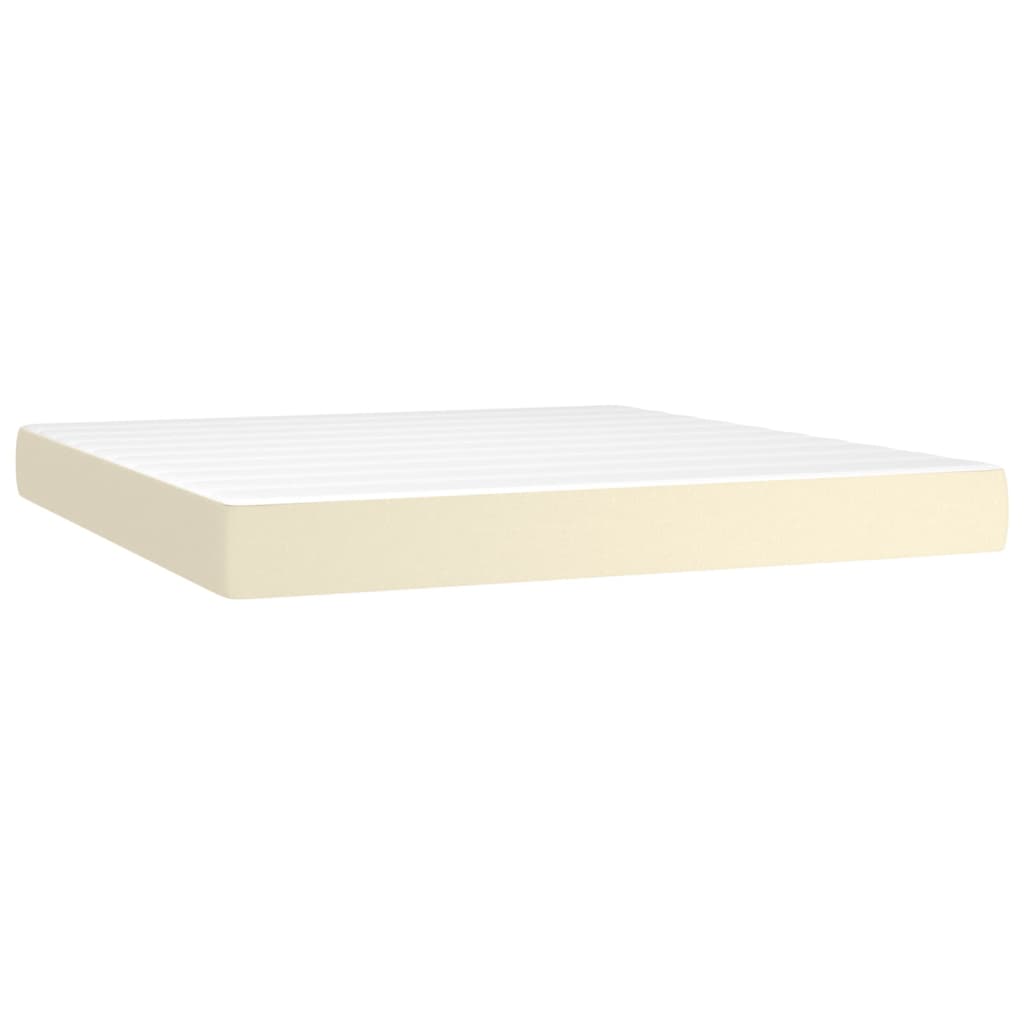 Krevet box spring s madracem LED krem 180x200cm od umjetne kože