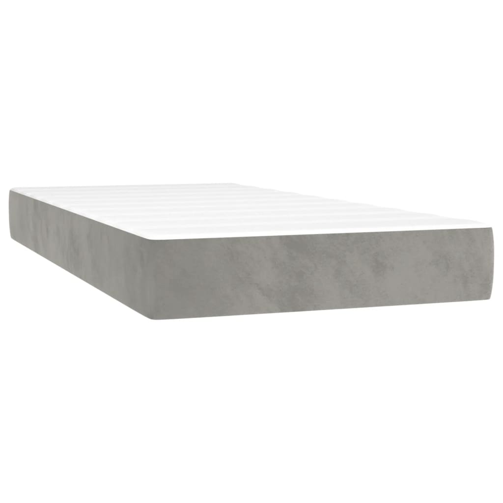 Krevet box spring s madracem LED svjetlosivi 80x200 cm baršun
