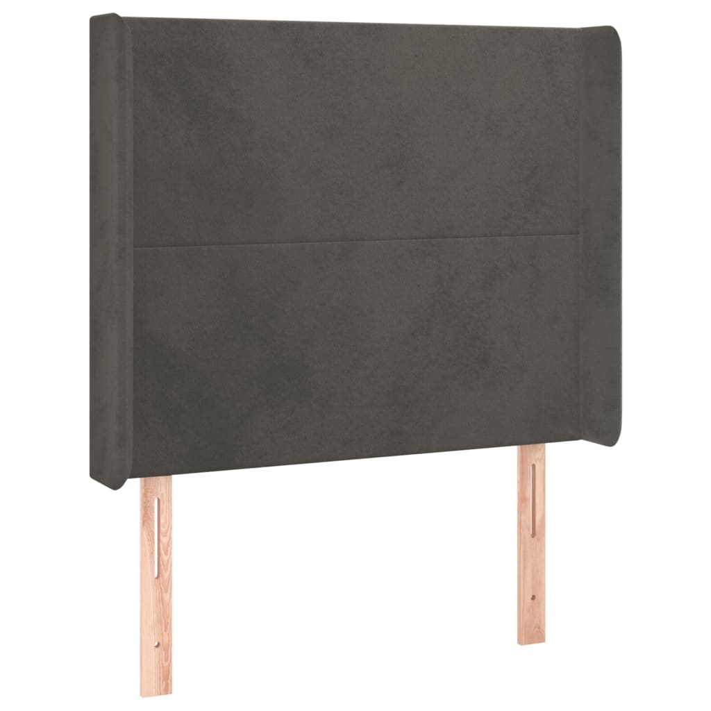 Krevet box spring s madracem LED tamnosivi 90x190 cm baršun