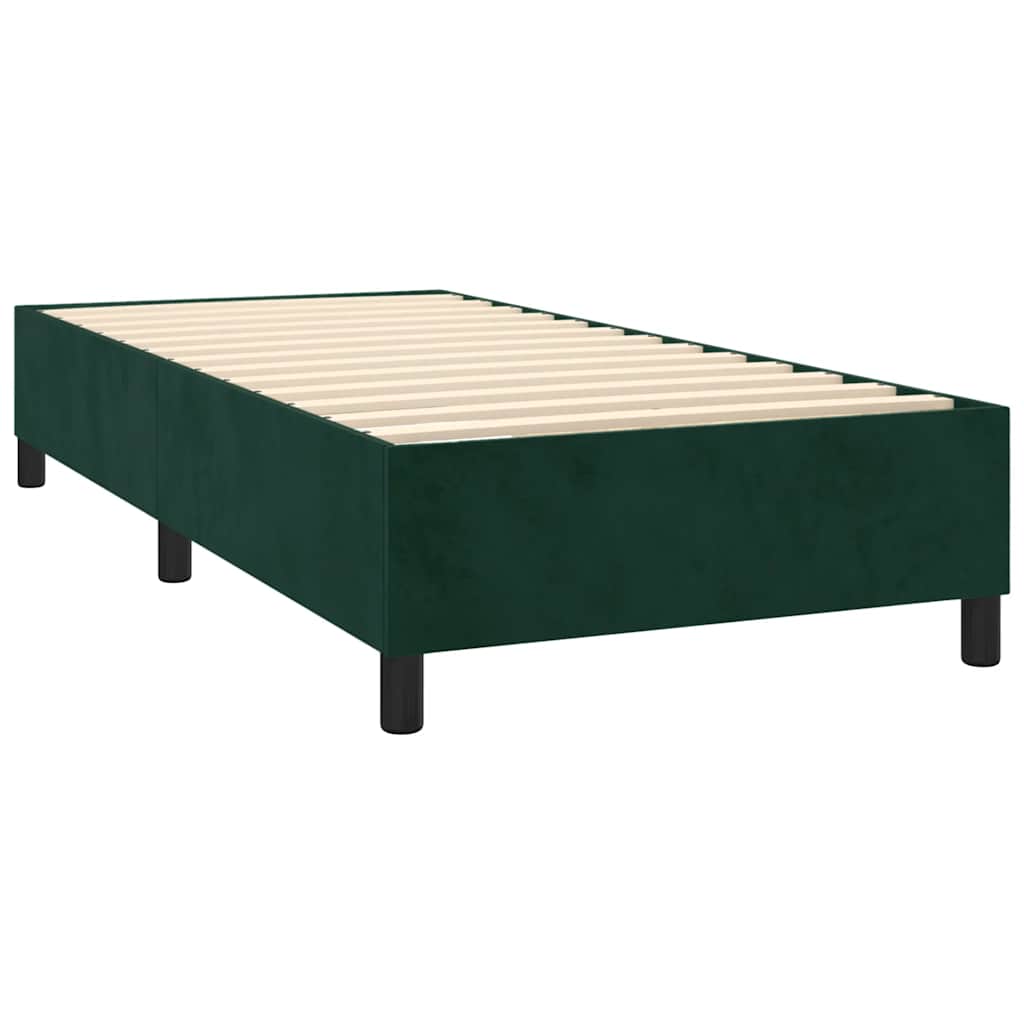 Krevet box spring s madracem LED tamnozeleni 90x200 cm baršun