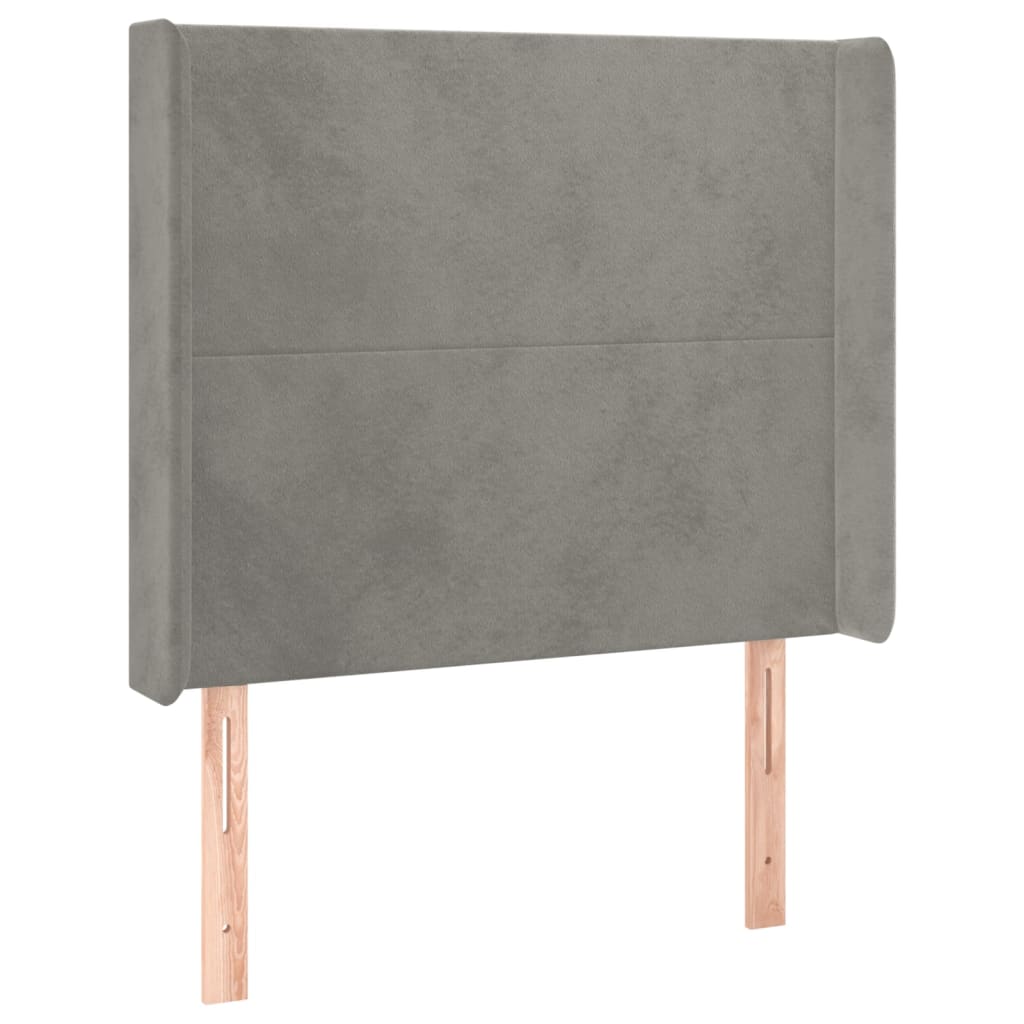 Krevet box spring s madracem LED svjetlosivi 100x200 cm baršun